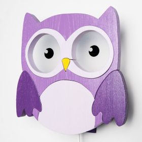 Bagoly lila falilámpa - gyereklámpa fából