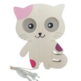   Cicás  fali lámpa, FOLTOS , fehér - rózsa foltokkal - gyereklámpa fából