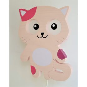 Cicás  fali lámpa, FOLTOS , rózsa - gyereklámpa fából