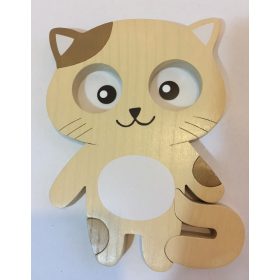 Cicás  fali lámpa, FOLTOS , barna  - gyereklámpa fából