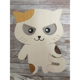 Cicás  fali lámpa, Mérges cica ,fehér, barna foltos