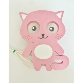 Cica falilámpa, puncs - gyereklámpa fából