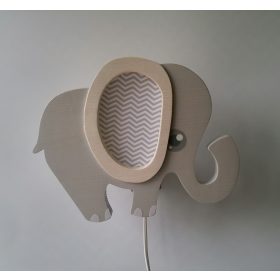Elefántos falilámpa , szürke, fehér füllel
