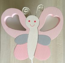 Pillangó fali lámpa, rózsa/fehér/szürke