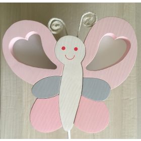 Pillangó fali lámpa, rózsa/fehér/szürke