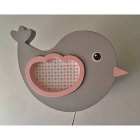 Bagoly szürke-rózsaszín fali lámpa