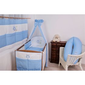 4 részes babaágynemű szett - Lulu bagoly, kék pöttyös