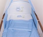 3 részes babaágynemű szett - Lulu bagoly Kék pöttyös 