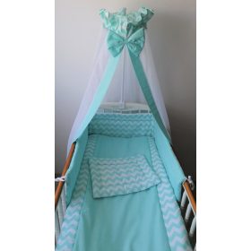 4 részes babaágynemű szett - Menta Chevron