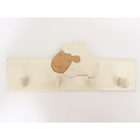 Bárányos 4 akasztós fogas,fehér M