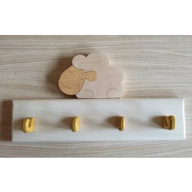 Bárányos 4 akasztós fogas,fehér S