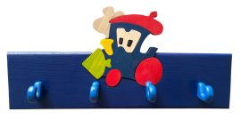 4 akasztós fogas fa gyermek fogas, bevágott mozdony dísszel 4 akasztós fogas fa gyermek fogas, bevágott mozdony dísszel