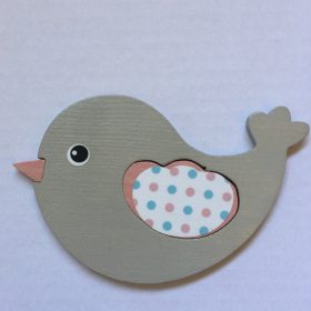 Madárka bútordísz, szürke-rózsa 