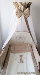 4 részes babaágynemű szett - Bézs pöttyös - Zoé zsiráf 