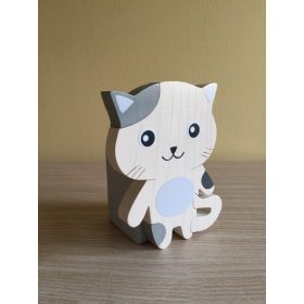 Cica ceruzatartó, fehér