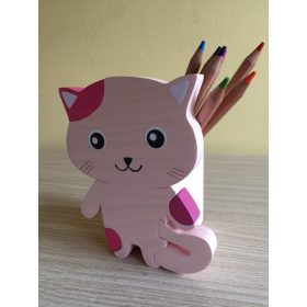 Cica ceruzatartó, pink