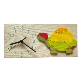 Teknős óra fából , narancs