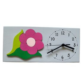 Virágos óra fából , szürke hátlappal