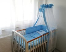   4 részes babaágynemű szett - Kék Peti, AZONNAL VIHETŐ , bébi méret , rácsvédő standard 200 cm
