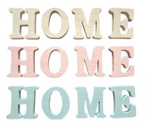 HOME betűsor fából különböző színekben