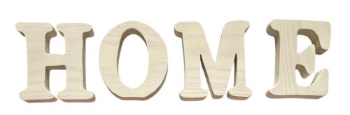 HOME betűsor fából különböző színekben