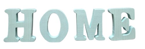 HOME betűsor fából különböző színekben