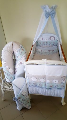 2 részes babaágynemű szett - Virágálom, kék